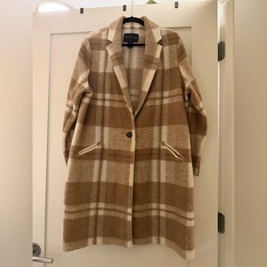 Rachel Zoe Plaid Brown and Cream Teddy Jacket